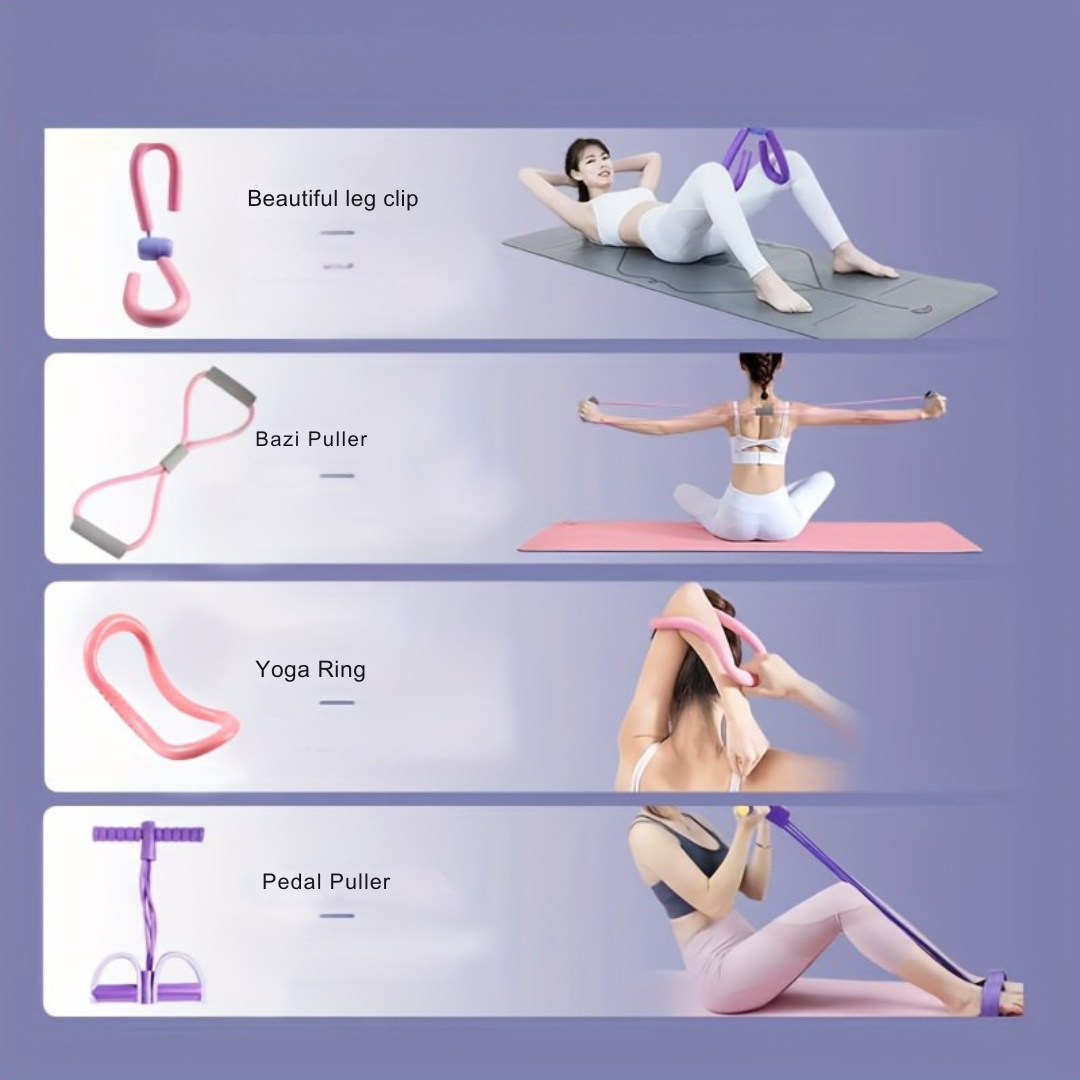 LINGPENG Set de Fitness Complet 4 en 1 – Rose ou Rouge