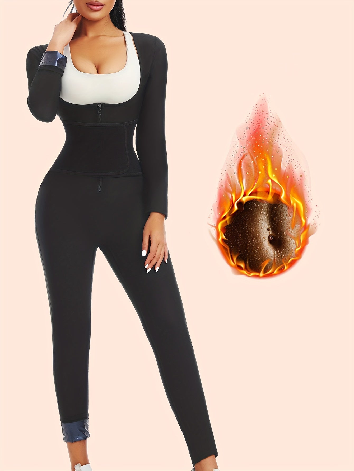 Legging Sculptant Taille Haute Zippé – Compression & Gainant- jusqu'au XXL